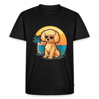 Caniche chien drôle dessin animé kawaii plage Illustration - T-shirt Premium bio Homme - noir - Devant - Nico (187cm)