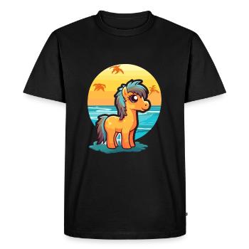 Ponny drôle de dessin animé kawaii plage illustration - T-shirt Premium bio Homme - noir - Devant - Nico (187cm)
