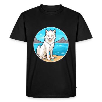 Loup arctique aquarelle dessin animé Kawaii Clipart animal de compagnie - T-shirt Premium bio Homme - noir - Devant - Nico (187cm)