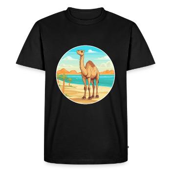 Camel Watercolor Cartoon Kawaii Clipart Animal - Men's Premium Organic T-Shirt - black - Front - Nico (187cm)