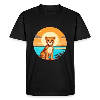 Cheetah Watercolor Cartoon Kawaii Clipart Animal - Men's Premium Organic T-Shirt - black - Front - Nico (187cm)