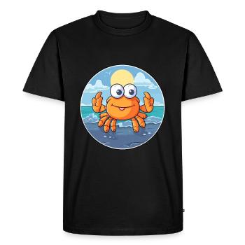 Crab Watercolor Cartoon Kawaii Clipart Animal - Men's Premium Organic T-Shirt - black - Front - Nico (187cm)