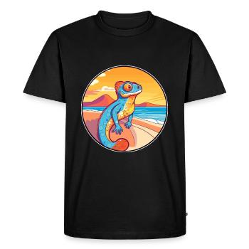 Chameleon Watercolor Cartoon Kawaii Clipart Animal - Men's Premium Organic T-Shirt - black - Front - Nico (187cm)