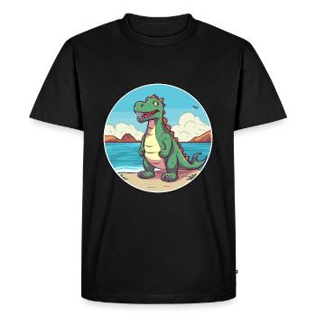 Dinosaure aquarelle dessin animé Kawaii Clipart Animal - T-shirt Premium bio Homme - noir - Devant - Nico (187cm)