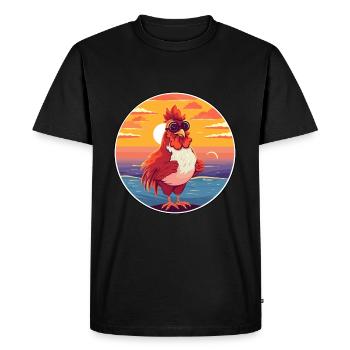 Coq Mignon Drôle Dessin Animé Kawaii Livre Plage - T-shirt Premium bio Homme - noir - Devant - Nico (187cm)