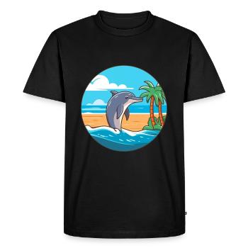 Dauphin aquarelle dessin animé Kawaii Clipart Animal - T-shirt Premium bio Homme - noir - Devant - Nico (187cm)