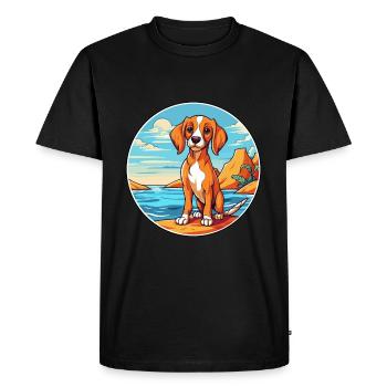 Chien aquarelle dessin animé Kawaii Clipart Animal - T-shirt Premium bio Homme - noir - Devant - Nico (187cm)