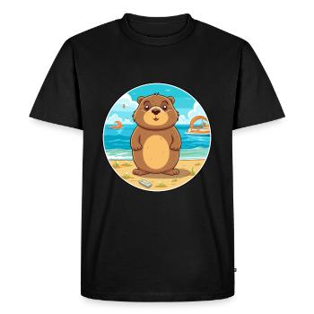 Gopher aquarel Cartoon Kawaii Clipart dier - Mannen Premium Bio T-shirt - zwart - Voor - Nico (187cm)