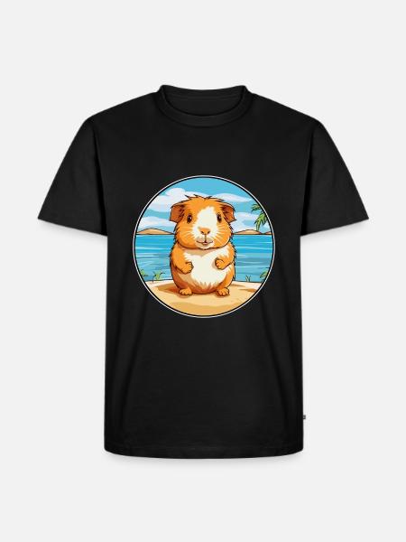 Guinea Pig Watercolor Cartoon Kawaii Clipart Pet - Men's Premium Organic T-Shirt - black
