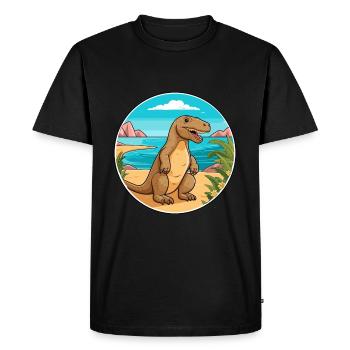 Komodo Dragon Aquarelle Dessin Animé Kawaii Animal - T-shirt Premium bio Homme - noir - Devant - Nico (187cm)