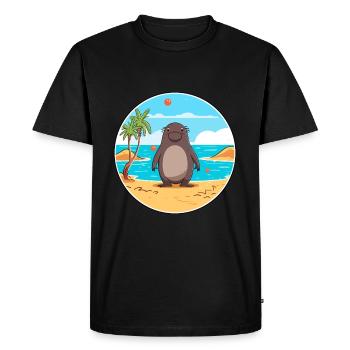 Mole Watercolor Cartoon Kawaii Clipart Animal - Men's Premium Organic T-Shirt - black - Front - Nico (187cm)