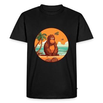Orang-outan aquarelle dessin animé Kawaii Clipart Animal - T-shirt Premium bio Homme - noir - Devant - Nico (187cm)