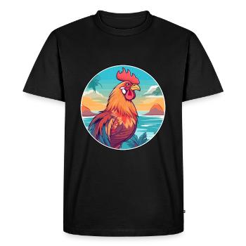 Rooster Watercolor Cartoon Kawaii Clipart Animal - Men's Premium Organic T-Shirt - black - Front - Nico (187cm)