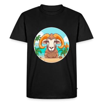 Ram Watercolor Cartoon Kawaii Clipart Animal - Men's Premium Organic T-Shirt - black - Front - Nico (187cm)