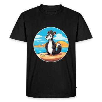 Skunk aquarelle dessin animé Kawaii Clipart Animal - T-shirt Premium bio Homme - noir - Devant - Nico (187cm)