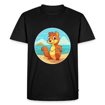 Squirrel Watercolor Cartoon Kawaii Clipart Animal - Men's Premium Organic T-Shirt - black - Front - Nico (187cm)