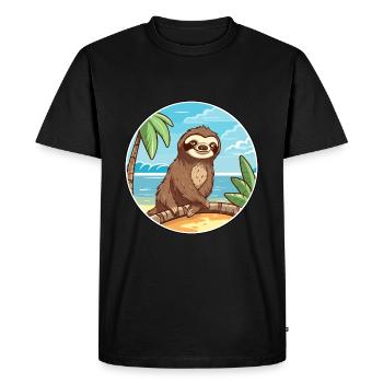 Paresseux aquarelle dessin animé Kawaii Clipart Animal - T-shirt Premium bio Homme - noir - Devant - Nico (187cm)