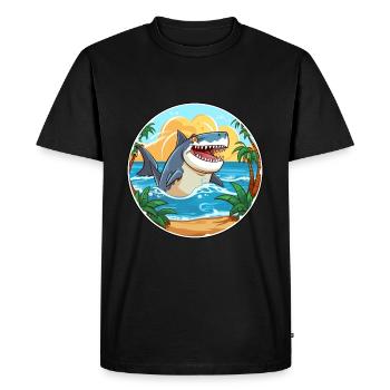Requin aquarelle dessin animé kawaii Clipart Animal - T-shirt Premium bio Homme - noir - Devant - Nico (187cm)
