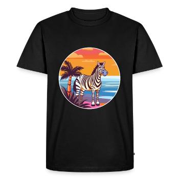 Zebra Watercolor Cartoon Kawaii Clipart Animal - Men's Premium Organic T-Shirt - black - Front - Nico (187cm)