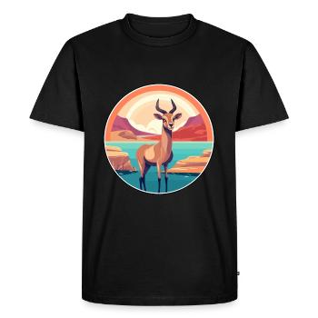 Antelope Watercolor Cartoon Kawaii Clipart Animal - Men's Premium Organic T-Shirt - black - Front - Nico (187cm)