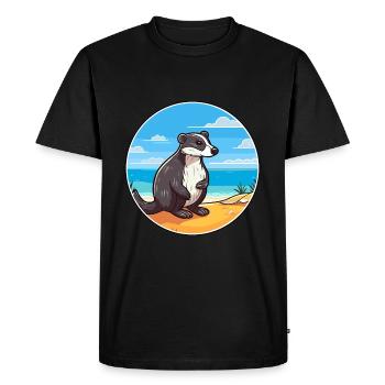 Blaireau Aquarelle Dessin Animé Kawaii Clipart Animal - T-shirt Premium bio Homme - noir - Devant - Nico (187cm)