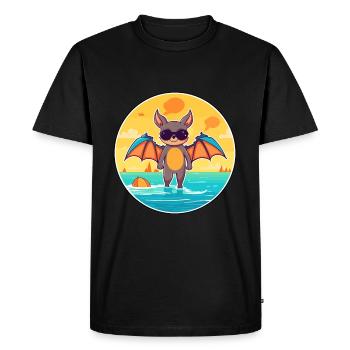 Bat Watercolor Cartoon Kawaii Clipart Animal - Men's Premium Organic T-Shirt - black - Front - Nico (187cm)