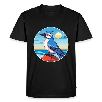 Geai bleu aquarelle dessin animé Kawaii Clipart Animal - T-shirt Premium bio Homme - noir - Devant - Nico (187cm)
