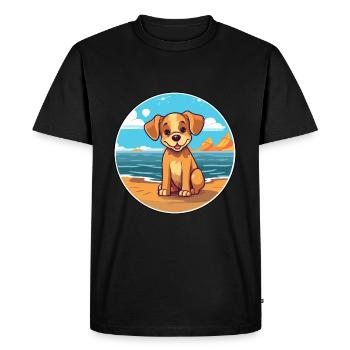 Chien aquarelle dessin animé Kawaii Clipart Animal - T-shirt Premium bio Homme - noir - Devant - Nico (187cm)