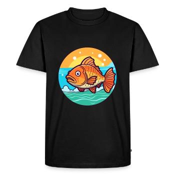 Poisson Aquarelle Dessin Animé Kawaii Clipart Animal - T-shirt Premium bio Homme - noir - Devant - Nico (187cm)