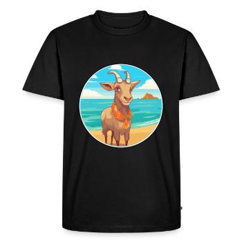 Chèvre aquarelle dessin animé Kawaii Clipart Animal - T-shirt Premium bio Homme - noir - Devant - Nico (187cm)