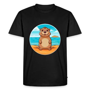 Gopher Aquarelle Dessin Animé Kawaii Clipart Animal - T-shirt Premium bio Homme - noir - Devant - Nico (187cm)
