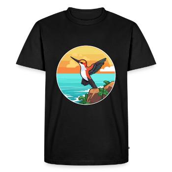 Colibri aquarelle dessin animé Kawaii Clipart animal de compagnie - T-shirt Premium bio Homme - noir - Devant - Nico (187cm)