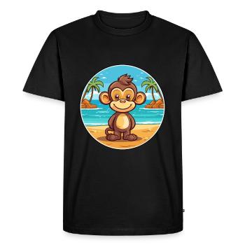 Monkey Watercolor Cartoon Kawaii Clipart Animal - Men's Premium Organic T-Shirt - black - Front - Nico (187cm)