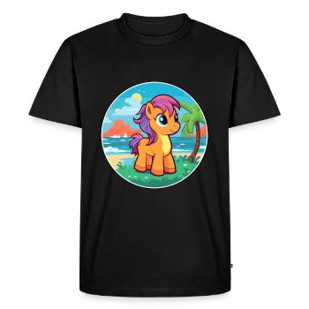 Ponny aquarelle dessin animé Kawaii Clipart Animal - T-shirt Premium bio Homme - noir - Devant - Nico (187cm)