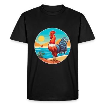 Rooster Watercolor Cartoon Kawaii Clipart Animal - Men's Premium Organic T-Shirt - black - Front - Nico (187cm)