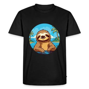 Paresseux aquarelle dessin animé Kawaii Clipart Animal - T-shirt Premium bio Homme - noir - Devant - Nico (187cm)