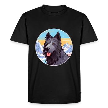 Belgian Sheepdog Dog Breed Cartoon Kawaii Watercol - Men's Premium Organic T-Shirt - black - Front - Nico (187cm)