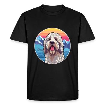 Bergamasco Dog Breed Cartoon Kawaii Watercolor - Men's Premium Organic T-Shirt - black - Front - Nico (187cm)