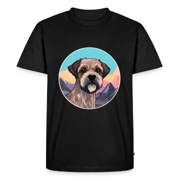 Border Terrier chien race dessin animé Kawaii aquarelle - T-shirt Premium bio Homme - noir - Devant - Nico (187cm)