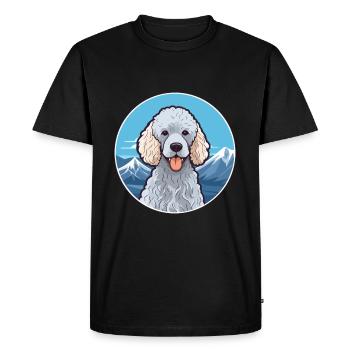Corded Poodle Dog Breed Cartoon Kawaii Watercolor - Men's Premium Organic T-Shirt - black - Front - Nico (187cm)