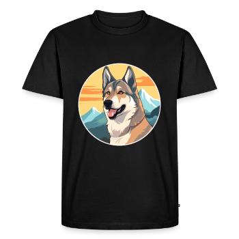 Tchécoslovaque chien-loup chien race dessin animé Kawaii W - T-shirt Premium bio Homme - noir - Devant - Nico (187cm)