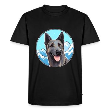 Dutch Shepherd Dog Breed Cartoon Kawaii Watercolor - Men's Premium Organic T-Shirt - black - Front - Nico (187cm)