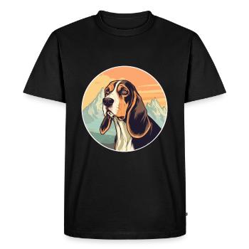 Chien courant estonien race chien dessin animé Kawaii aquarelle - T-shirt Premium bio Homme - noir - Devant - Nico (187cm)