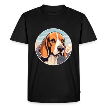 English Foxhound Dog Breed Cartoon Kawaii Watercol - Men's Premium Organic T-Shirt - black - Front - Nico (187cm)