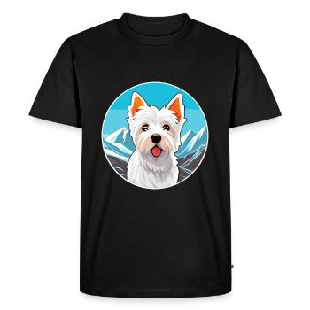 English White Terrier Dog Breed Cartoon Kawaii Wat - Men's Premium Organic T-Shirt - black - Front - Nico (187cm)