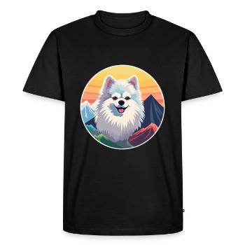 Spitz allemand chien race dessin animé Kawaii aquarelle - T-shirt Premium bio Homme - noir - Devant - Nico (187cm)