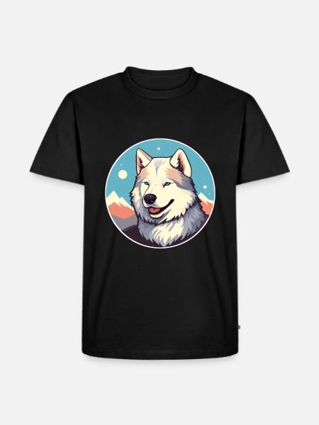 Groenlandse hond ras cartoon kawaii aquarel - Mannen Premium Bio T-shirt - zwart