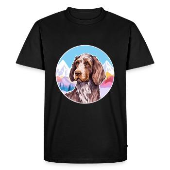 Allemand Pointer à poil dur chien race Cartoon Kawaii - T-shirt Premium bio Homme - noir - Devant - Nico (187cm)