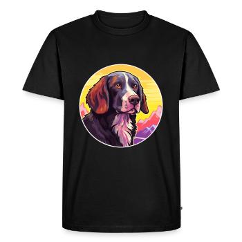 Frison chien d’arrêt race Cartoon Kawaii Watercol - T-shirt Premium bio Homme - noir - Devant - Nico (187cm)