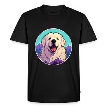 Grande race de chien des Pyrénées dessin animé Kawaii aquarelle - T-shirt Premium bio Homme - noir - Devant - Nico (187cm)